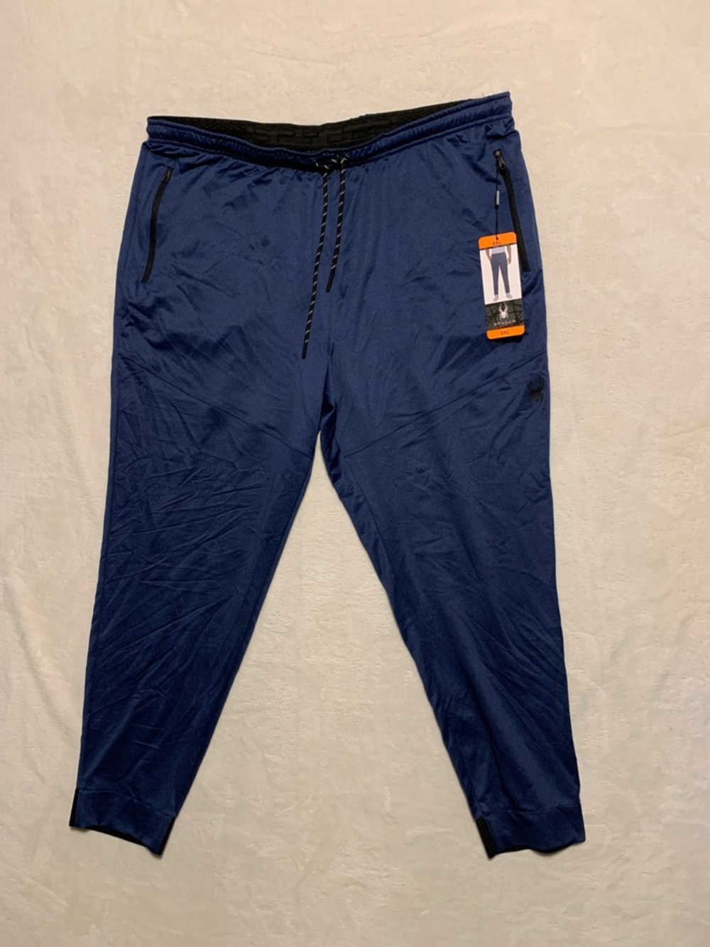 Spyder Active Men Navy Blue Jogger Pants XXL 2XL Zip Pockets Athleisure new